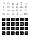 Simple set of vector lines icons of public transport.
